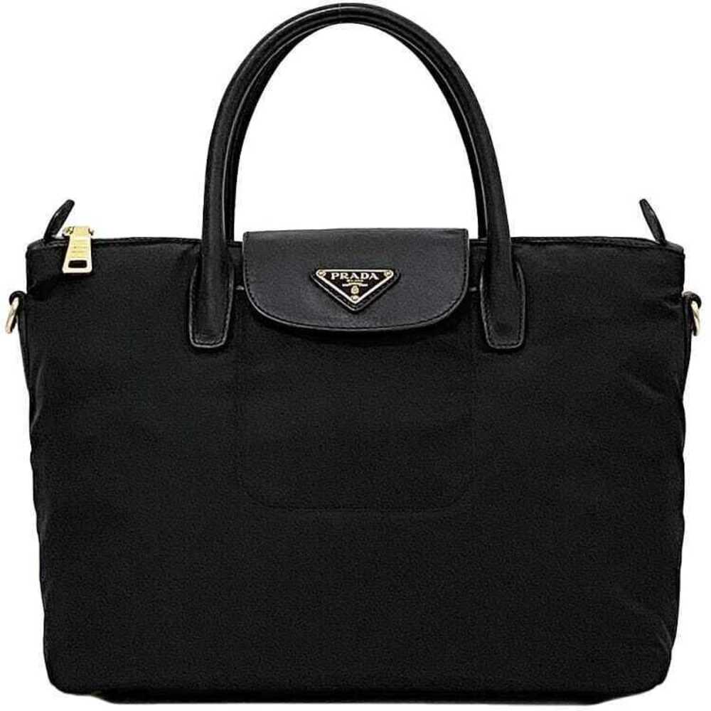 Prada Tote Bag Black Nero Black Triangle Plate Zipper Handbag Flap Business